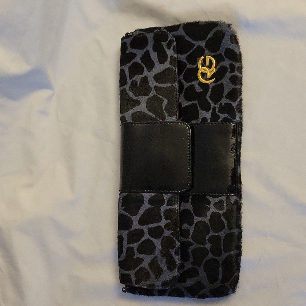 ROBERTA GANDOLFI Animal Print Hair Clutch W  Detachable Chain Strap